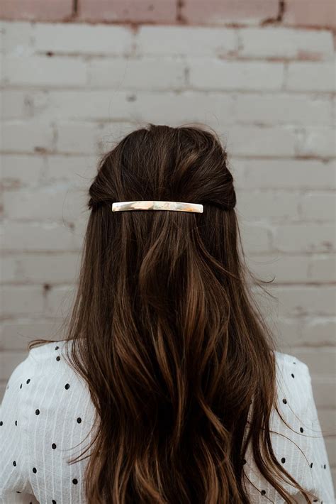 Gold Bar Hair Barrett Thin Long Hair Barrettes Clip Hairstyles