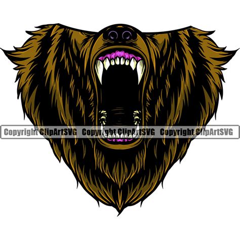 Angry Grizzly Bear Animal Head Bear Growl Mask Clipart Svg Clipart Svg