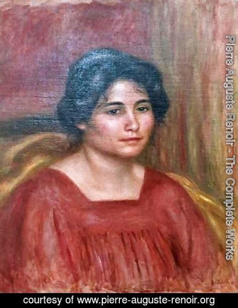 Gabrielle In A Red Dress By Pierre Auguste Renoir Oil Painting