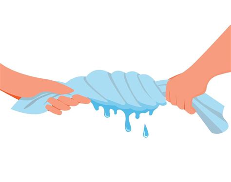 Hand Squeezed And Twist Wet Cloth Cartoon Flat Illustration Vector Icon