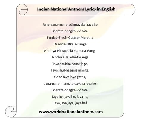 National Anthem Of India Lyrics Lyricswalls
