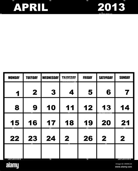 April Calendar 2013 Stock Vector Image And Art Alamy