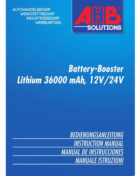 Ahb Battery Booster Lithium 36000 Mah Instruction Manual Pdf Download