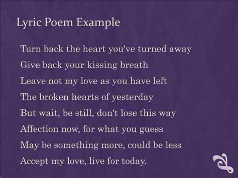 Give Example Of Lyric Poetry