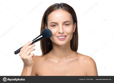 Chica Desnuda Con Cepillo De Maquillaje Fotograf A De Stock Allaserebrina