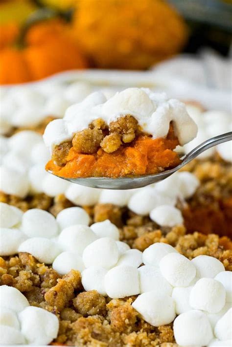 This Recipe For Sweet Potato Casserole With Marshmallows Is Mashed