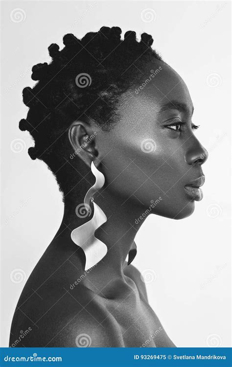 Beautiful Black Girl With Big Earrings Stock Image Image Of Head