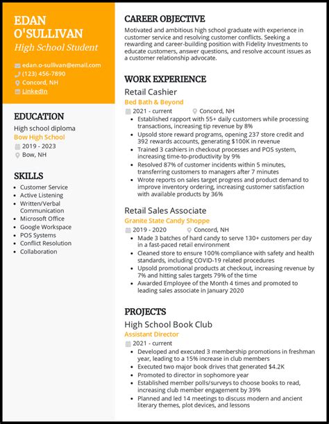 14 High School Student Resume Examples Created For 2023