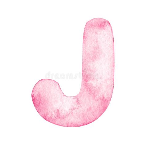 Watercolor Pink Letter J Isolated On White Stock Image Image Of