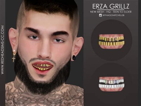 Erza Grillz By Thiago Mitchell Redheadsims Cc The Sims