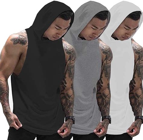Wholesale Muscle Killer 3 Pack Mens Workout Hooded Tank Tops