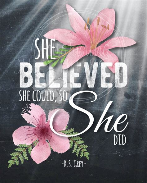 She Believed She Could So She Did Inspirational Quote Print Etsy