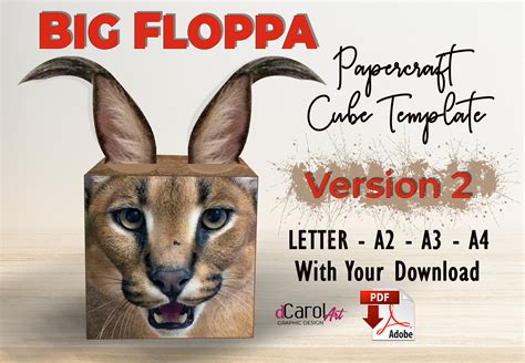 Big Floppa Cube Papercraft Template Version 2 Diy Lowpoly Etsy