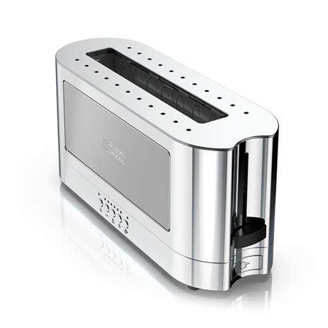 2 Slice Stainless Steel Long Toaster Silver Glass Russell Hobbs