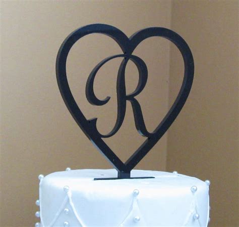 Single Initial Heart Monogram Cake Topper By Milancreations Monogram