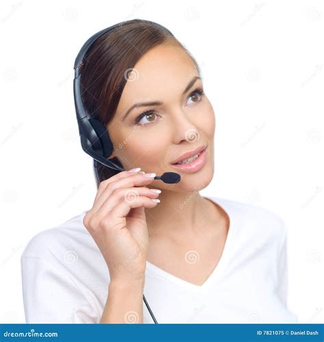 Woman In Headset Stock Image Image Of Beautiful Hair 7821075