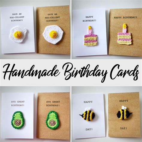 Crochet Birthday Cards Handmade Cards Funny Cards Etsy