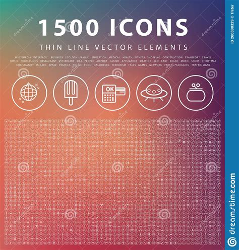 Set Of 1500 High Quality Thin Line Icons Isolated Vector Elements