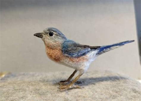 Felted Birdbluebirdneedle Felted Birdfemale Eastern Etsy