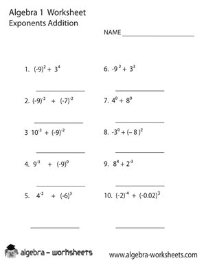 Name to appear on title Free Printable Algebra 1 Worksheets - Also Available Online