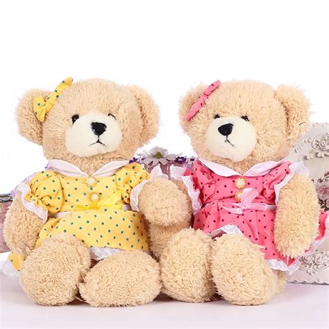35cm Cute Teddy Bear Babies Stuffed Plush Bears In Dress Kids Soft Toys