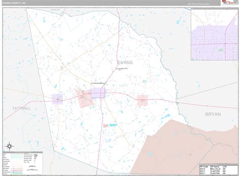 Evans County Ga Wall Map Premium Style By Marketmaps Mapsales