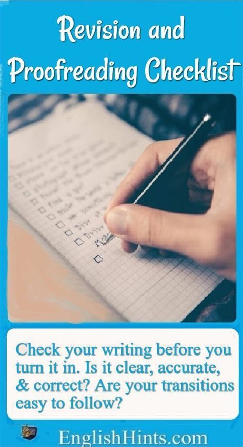Revision And Proofreading Checklist Proofreading Checklist Study