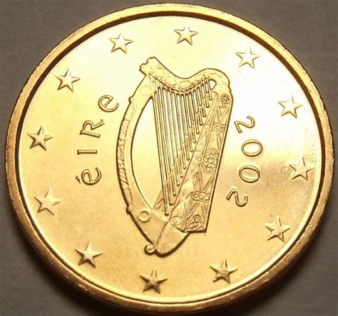 Ireland 2002 2 Euro Cents Gem Bu~irish Harp~free Shipping