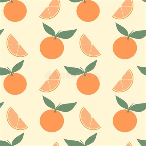 Orange Fruit Seamless Pattern Background Illustration Stock Vector