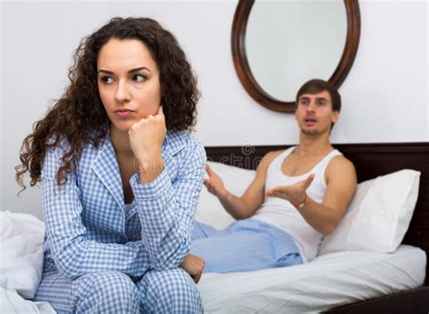 Offended Wife And Angry Husband During Argue Stock Image Image Of