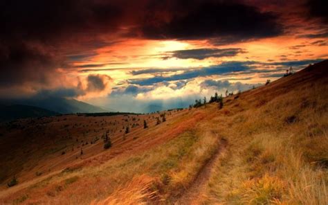 Nature Landscapes Mountains Hills Grass Hdr Trees Sky Clouds