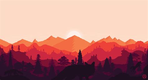 Download Wallpaper 3840x2094 Mountains Sunset Landscape Fox Art