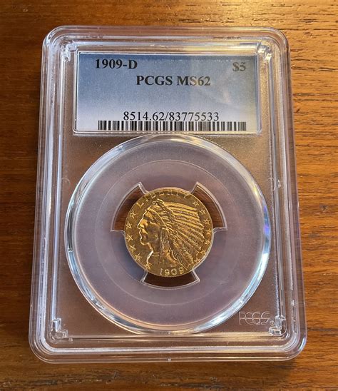 1909 D 5 Gold Indian Head Half Eagle Pcgs Ms62 For Sale Buy Now