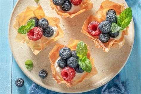 Homemade Phyllo Cups With Fresh Berries And Whipped Cream Stock Image