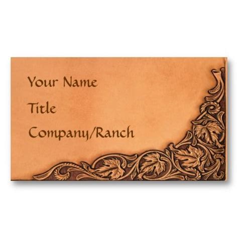 Free printable patterns fischer workshops / very beautiful keyholder with sheridan carving. Western Tooled Leather Look Business Card Template | Leather tooling, Craft business cards ...