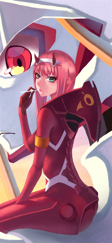 1125x2436 Anime Girl Pink Hair Zero Two Darling In The