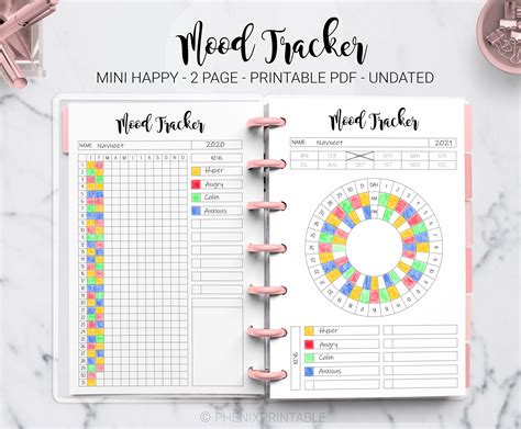 Mood Tracker Monthly Yearly Mood Chart Bullet Journal Mood Etsy Uk