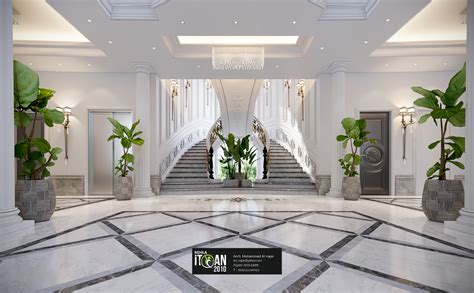 The classic design shares its luxury and elegant features and balances the aesthetics and grandeur style. interior design for entrance - Luxury villa - UAE | ITQAN-2010