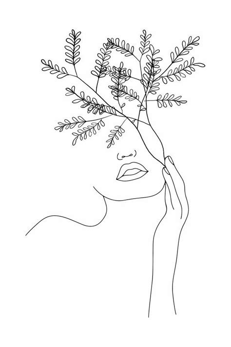 Head of flowers art print, woman line drawing, one line art, one line drawing, abstract line art, one line print, single line art minimalist line print in black and white for modern, minimal decor. Minimal Line Art Woman Wall mural in 2020 | Minimal ...