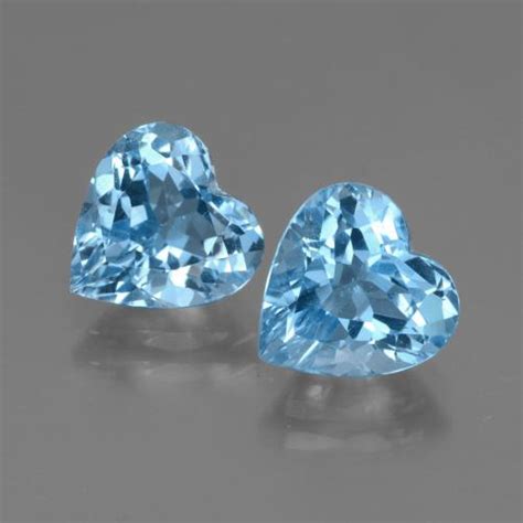 594ct Loose Swiss Blue Topaz Gemstones Heart Cut 91 X 9 Mm