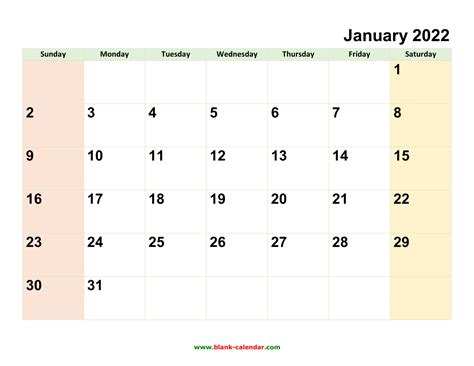 2022 Printable Calendar One Page Per Month Template Calendar Design