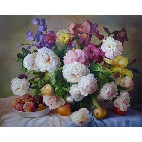 Hot Item Chenistory Paint By Numbers Many Flower Canvas Painting For