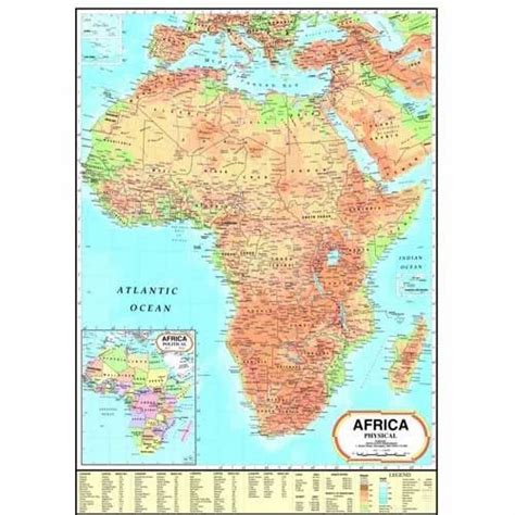 Physical Map Of North Africa Vintage Poster Rollable Wall Chart