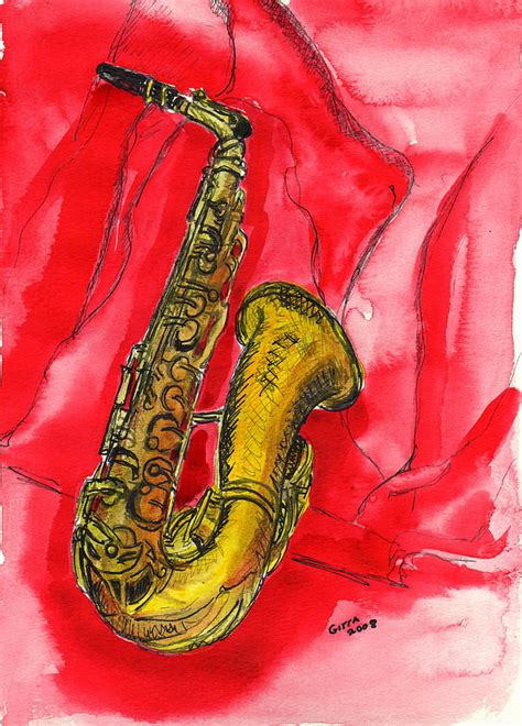Saxophone Painting By Gitta Brewster