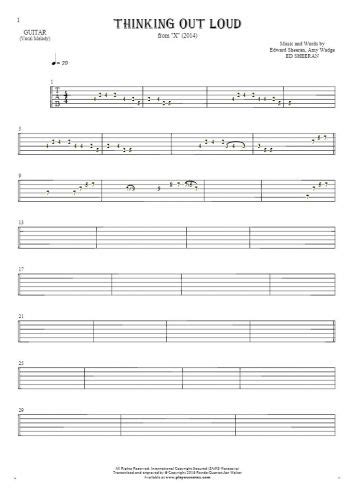 Thinking Out Loud - Notes, lyrics and chords for vocal with ...