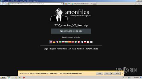 Analysis Https Anonfiles Com RaN A Xfof TTV Checker V Fixed Zip Malicious Activity