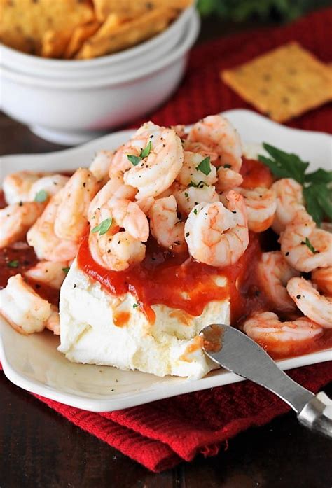 Serve with crackers or toasted french bread. Super Easy Shrimp & Cream Cheese Appetizer - The Kitchen is My Playground