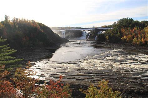 Chutes De La Chaudiere Wide Urban Waterfall In Quebec City