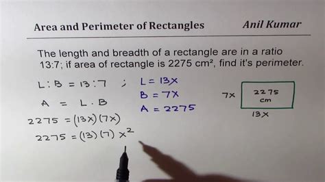 Length And Bredth Of Rectangle Is In Ratio 13 To 7 With Area 2275 Find