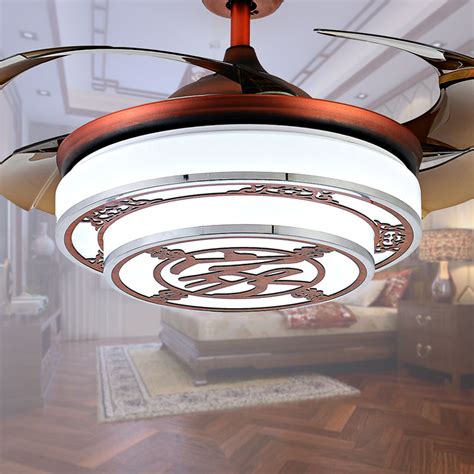 Visit our asian style lamps website; Chinese Style Ceiling Fan Hidden Blades Y4220 Red Body ...
